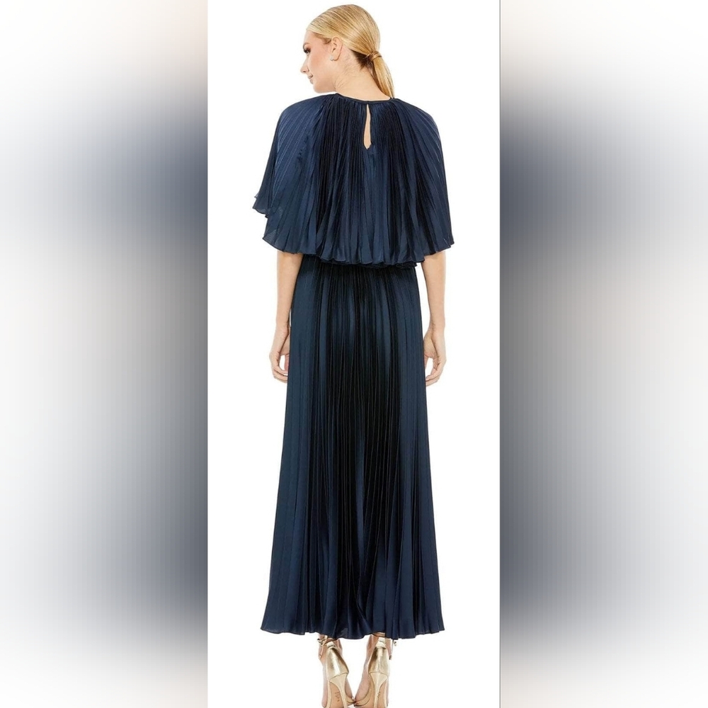 Mac Duggal PLEATED CAPLET T-LENGTH DRESS 49638, Size  18 Navy NWT - Picture 2 of 16